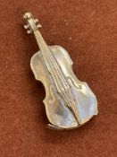 White metal vesta case in the form of violin