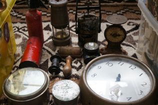 Minors lamp, pigeon clock & other collectables