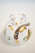 Boxed Royal crown derby sleeping dormouse with gold stopper