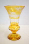 Victorian flash glass vase very finely etched with