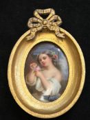 Grand tour french hand painted oval miniature