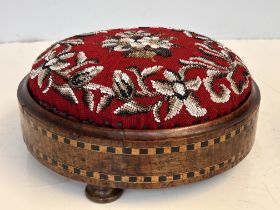 Round inlaid victorian footstool