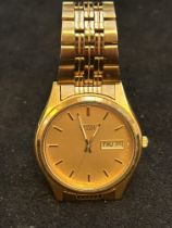 Seiko day/date gold plated wristwatch