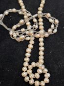 Pearl necklaces Length 70 cm together with 2 pearl