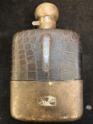 Silver & leather hip flask - fully hallmarked