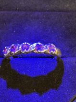 9ct Gold ring set with rubies & diamonds Size Q 2.