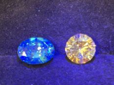 4.5ct Royal sea blue sapphire oval cut & 1ct Yello