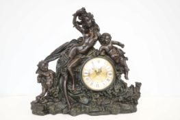 Large cherub mantle clock