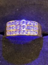 9ct Gold ring set with 27 white stones Size P