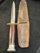 William Rodgers stiletto knife with leather sheath