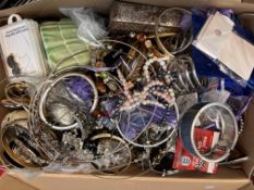 Large unsorted box of costume jewellery