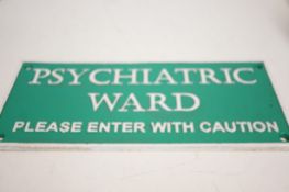 Cast iron psychiatric ward sign