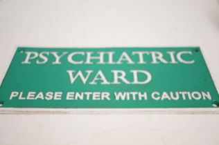 Cast iron psychiatric ward sign