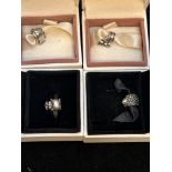 4x Pandora charms with original boxes & bag