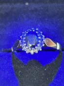 9ct gold ring set with sapphires & diamonds Size M