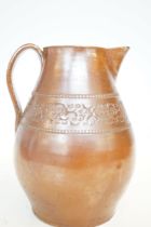 Early 19th century stoneware jug with reeded handl