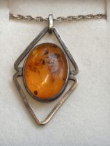 Silver amber necklace