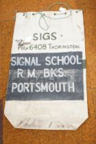 Signal school Portsmouth kit bag together with HMS