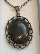 Silver & agate necklace & pendant