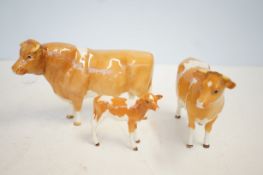 Beswick Guernsey bull, cow & calf