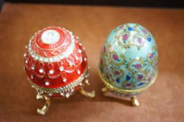 Faberge style egg trinket box & 1 other