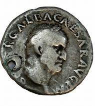 Roman silver coin Dupondius head of Vespasian & Se