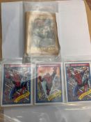 1990's Marvel spiderman collectable cards together