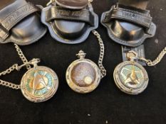 3x Star Trek pocket watches with holsters