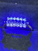 9ct Gold ring sapphires & cz stones Size S 2.2g