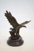 Bronze eagle on marble base
