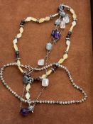 3 Silver & stones necklaces