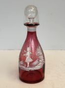 Mary Gregory cranberry decanter