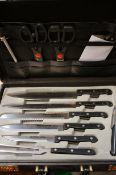 Cased set of chef's knives