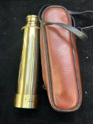 Brass 4 column telescope with leather case