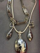 Silver bracelet, necklace & earring set