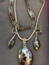 Silver bracelet, necklace & earring set