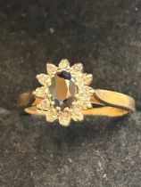 9ct Gold ring set with sapphire & diamonds Size M