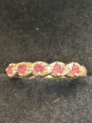 9ct Gold ring set with rubies & diamonds Size Q 2.