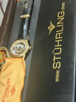Stuhrling automatic wristwatch with box, papers &