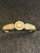 9ct Gold ring set with diamonds Size I 1.8g