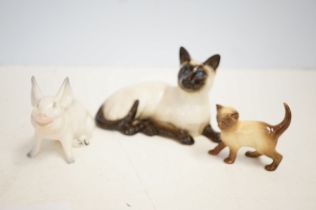 Royal Doulton 1559 Siamese cat, Beswick pig & Sylv