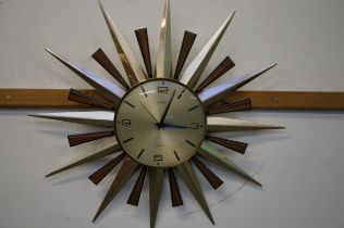 Retro Metamec sunburst clock - very good condition