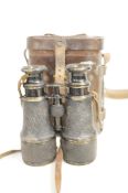 Military field glasses with crown foot & leather c