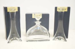 Bohemia crystal pair of candle sticks & decanter w