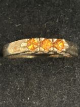 9ct Gold ring set with 3 citrine stones Size O 2.4