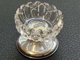 Cut glass & silver footed mini dish