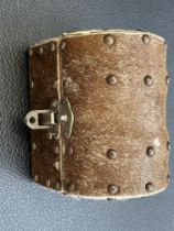 Brass & hide lidded box