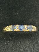 9ct Gold corn flower blue sapphire & diamond 1/2 e