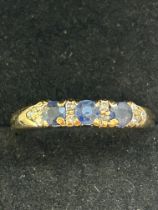 9ct Gold corn flower blue sapphire & diamond 1/2 e