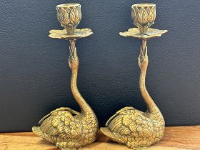 Pair Geschutzt german swan candle sticks